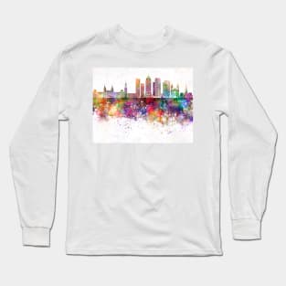 Amsterdam V2 skyline in watercolor background Long Sleeve T-Shirt